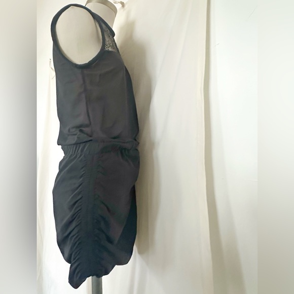 IRO SLEEVELESS BLACK SHEER CHIFFON LACE ZIPPER RUCHED MINI DRESS 36 SMALL - Picture 3 of 7